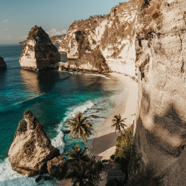 A picturesque view of a Bali beach