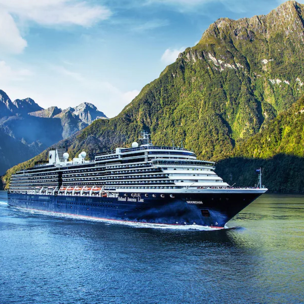 A large cruise ship in the middle of a body of water