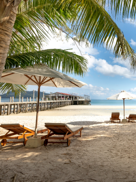 Chairs and umbrellas on a beach
